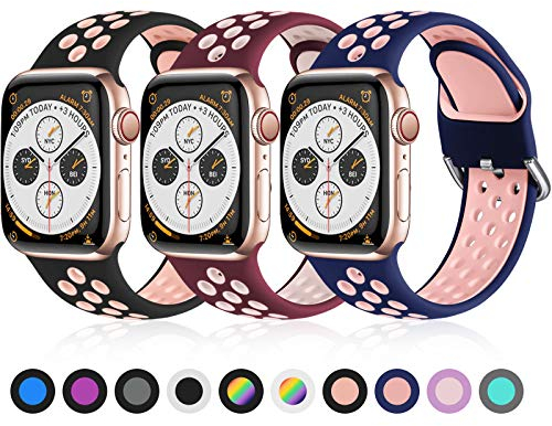 Ouwegaga Correa Compatible con Apple Watch 44mm 42mm 38mm 40mm/41mm 45mm 49mm,Silicona Correa Deportiva Compatible con Apple Watch SE Ultra 2/iWatch Series 9 8 7 6 5 4 3 2 1, 42mm/44mm/45mm/49mm-M/L