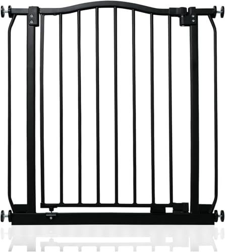 Safetots Treppenschutzgitter mit Gebogenem Oberen Teil, 152cm - 161cm, Mattschwarz, Treppenschutzgitter mit Druckbefestigung, Babygitter für Türen