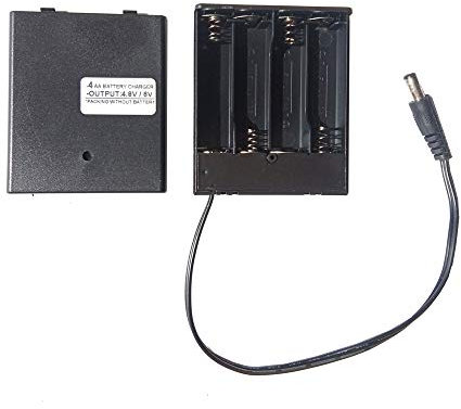 Prise USB Femelle/Fiche 5,5 x 2,1 mm CC 8 AA - 12 V / 6 AA - 9 V / 4 AA - 6 V / 3 AA - 4,5 V / 2AA - 3 V Chargeur de boîtier de Batterie, avec Interrupteur Marche/arrêt, sans Piles (DC-4AA-6V)