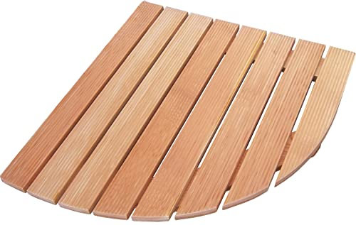 Castelmerlino Caillebotis de douche coin en mélèze naturel certifié PEFC côté 63 cm pour receveurs de douche d'angle côté 80 cm