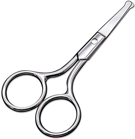 AsonTao Small Scissors With Round Tip Design - Professional Grooming for Hair, Eyelashes, Nose, Eyebrow Trimming, Mustache - Will Not Hurt the Nasal Cavity