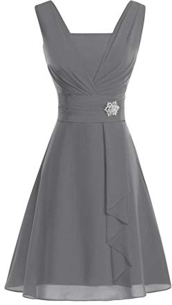 LLUO Abito da donna, sexy, elegante, sexy, da cocktail, da sera, da sera, in chiffon, da donna, elegante, da damigella d'onore, formale, da matrimonio, taglia grande