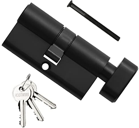 Bwintech 1 Cylindre en Laiton Euro 30T/30mm, Serrure à barillet de 60mm avec 3 Clés en Laiton Standard,Anti-Picking, Anti-Perçage, Anti-Snap, Anti-Bumping,Noire