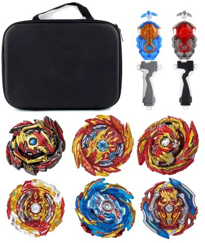 Bey Arena Blade Burst Turbo Set, 4D Metal Fusion Kampfkreisel Mit 6 Battling Tops Und 2 Kreisel Launchers, Weihnachten Geburtstag Spielzeug Geschenk Für Kinder Ab 6 Jahren (B)