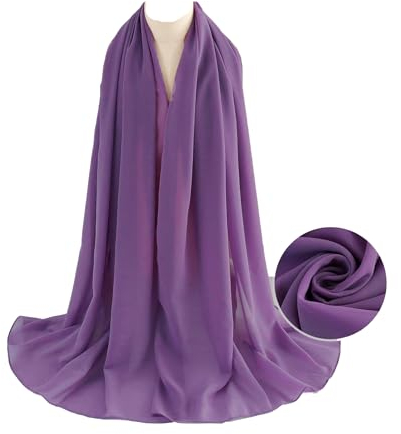 WANSSY® moderner Chiffonschal lang Schal Stola Tuch für Hochzeit Abendkleid in verschiedenen Farben Größe XXL (Lila)