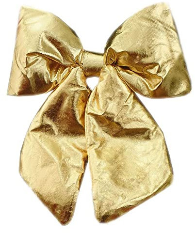 Generico Fiocco in Velluto Imbottito Oro Decorazione Natalizia Puntale Albero di Natale Fuori Porta Coccarda Ghirlanda addobbo Dorato Metallizzato 16 cm