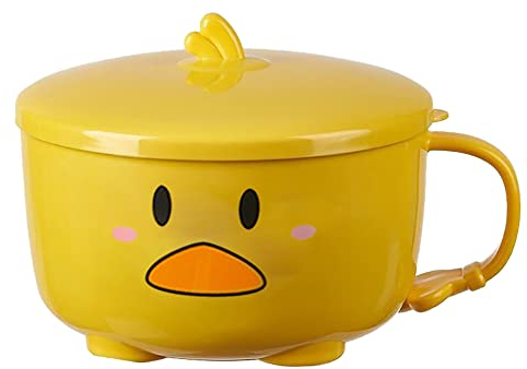 PRIZOM Duck Ramen Nudeln Schüssel mit Deckel Niedlich Edelstahl Küche Instant Suppe Doppellagige Schüssel 2