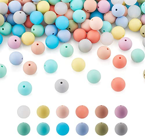 Boutigem 120 perline rotonde in silicone da 15 mm di colore misto, perline distanziali sfuse per collane fai da te, bracciali, gioielli fatti a mano