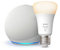 Echo Dot (5th generation) | Glacier White + Philips Hue White Smart Light Bulb LED (E27), Works with Alexa - Smart Home Starter Kit