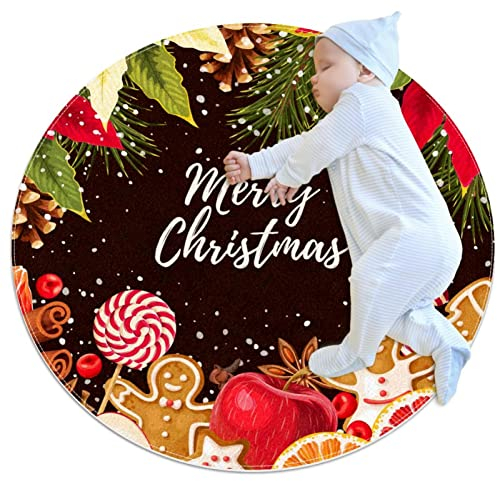 VBFOFBV Teppiche für Schlafzimmer, Ultra-luxuriöser, weicher und Dicker, Rutschfester Teppich für Kinder, Babyzimmer, Kinderzimmer, moderner Dekorteppich,Frohe Weihnachten Candy Fruit Flower Vintage
