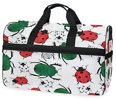 Insektenkäfer Weiß Sporttasche Badetasche mit Schuhfach Reisetaschen Handtasche für Reisen Frauen Mädchen Männer