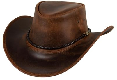 Black Jungle Kimbolton - Chapeau de cowboy en cuir - Chapeau western australien, ocre, M