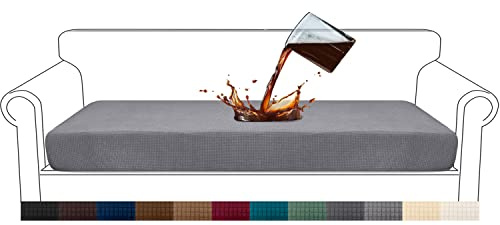 Granbest Premium Wasserdicht Sofa Sitzkissenbezug, High Stretch Jacquard Sitzkissenschutz Sofasitzbezug für Couch (4 Sitzer, Hellgrau)