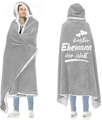 ACCZ Geschenk Ehemann Geburtstag, Tragbare Decke mit ärmeln, Ehemann Geschenk von Frau, Kuscheldecke mit ärmeln geschenke für männer, Hochzeitstag Valentinstag Weihnachten Liebesgeschenke für Ihn