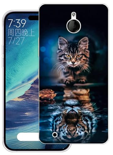 WUACYEAMING Case Compatible with Microsoft Lumia 850,Transparent Soft Bumper Phone Cover Clear Cases Shockproof TPU Silicone Bumpers Anti-Scratch Pattern-(Cat Tiger)
