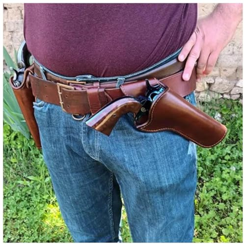 VAVENI Punk mittelalterliche Revolver Holster mit Retro Bund Leder Holster Taille Accessoires, braun
