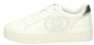 Liu Jo Sneakers da Donna, Modello Silvia 93 con Tomaia in Pelle e Suola in Gomma, Colore Bianco (White/Silver, Sistema Taglie Calzature EU, Adulto, Numero, Media, 39)
