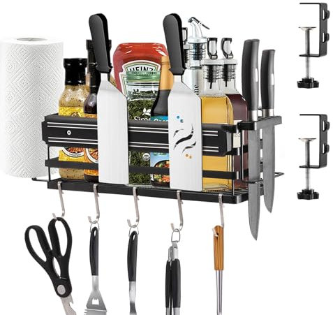 ZUMILLMN Grill-Caddy für Blackstone Grillplatten / Vorbereitungswagen, platzsparender Grillzubehör, Aufbewahrungshalter für Blackstone 71,1 cm - 91,4 cm Grillplatte mit magnetischem Werkzeughalter und