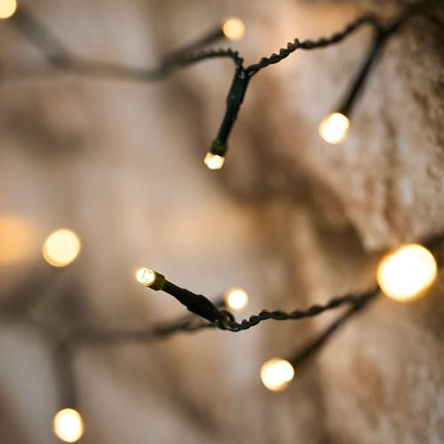 Lights4fun 50er LED Solar Lichterkette warmweiß USB Aufladbar Solar Lichterkette außen Solar Lichterkette außen Outdoor Lichterkette LED Lichterkette Außen