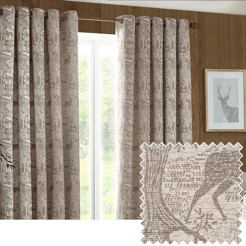 furn. Winter Woods Vorhänge mit Ösen, Chenille, Jacquard-Optik