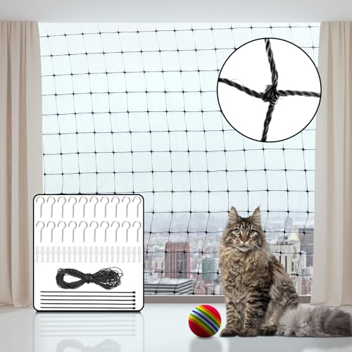JAOGAUS Red para Gatos, 6x3m Red para Gatos Reforzada Transparente Sin Taladrar, Redmalla Protectora Balcon para Terraza, Balcón y Ventana, Red Seguridad Gatos