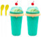 Nchdewui Slush Becher 2-Teiliges Set, Slushy Maker, Slush Cup Mit Strohhalmlöffel, Slushy Maker Quick Frozen Magic Cup, Silicone Squeeze Cup, Tragbarer Slush Machine Zum Kneten Smoothie (2 pcs green)