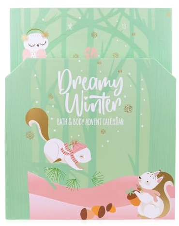 Accentra – Pflege Adventskalender 2024 für Mädchen mit 24 Pflegeprodukten – Adventskalender Beauty mit Bodylotion, Badebomben, Duschgel, Shampoo, Lip Balm, Handcreme – Weihnachtskalender Grün Teenager