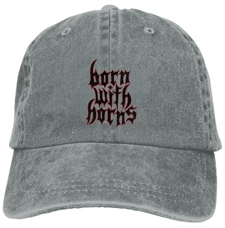 YANIUIE Unisex Classic Born with Horns Red Outline Baseballkappe für Männer Frauen Distressed Washed Sun Cap Outdoor Running Golf Hüte Cap