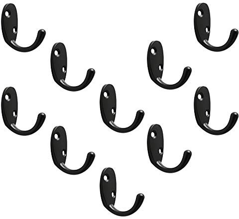 Mooche 10 Stück 4.5cm 304 Edelstahl Handtuchhaken, Kleiderhaken mit geboht für Bad und Küche, Bohrhaken, Schwarz