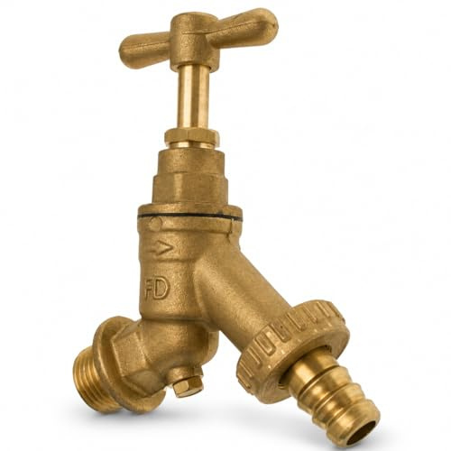PlumbEZ WRAS Robinet extérieur avec double clapet anti-retour 1/2 – Robinet de jardin, robinet extérieur, robinet à bavette fabriqué selon les normes BS6282