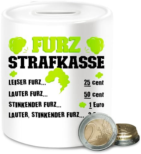 Spardose - Spardosen - Furzspardose | Witzige Furz Strafkasse für Furz-Strafen | Geschenk Pups Kasse - Unisize - Weiß - furzkasse furzstrafkasse furzen furz furzdose Furze pupskasse