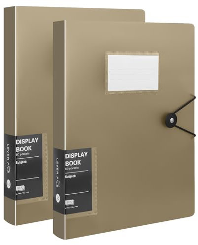 2 Pièces Dossiers de Présentation A4, Total 120 Pochettes Livre de Présentation A4 avec Manches en Plastique et Corde de Sécurité, Dossier de Projet de Document pour École et Bureaux