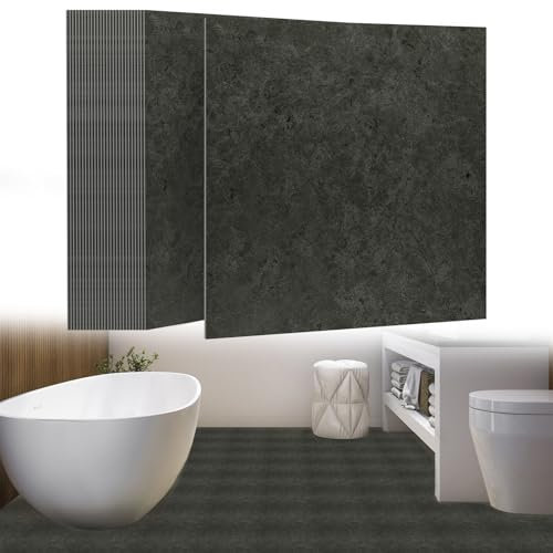 UISEBRT Selbstklebend Bodenfliesen 54 Stück 5,02m² PVC Bodenbelag Vinylboden Betonoptik Klebefliesen Meterware Fliesenoptik für Küche Bad Flur Wohnbereich 30×30cm 【Modell H】