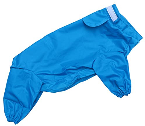 TOBBOMEY Wasserdichter Hunderegenmantel Mit Kapuze Und Reflektierenden Elementen Für Mittelgroße Und Kleine Hunde Allwetter-Jumpsuit Blau