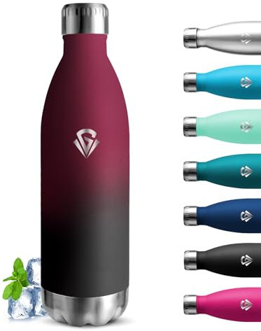 Grsta Gourde Isotherme, Gourde 1l, Gourde Inox, 24h Froid & 12h Chaud, Gourde sans Bpa, Gourde Reutilisable, Double Vide, Gourde Sport, Facile à Transporter, pour Bureau, Camping, Randonnée, Yoga