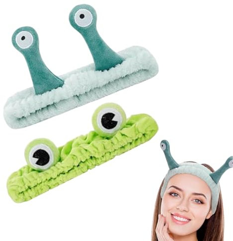 2 Stück Gesicht Waschen Stirnband, Spa Stirnband, Make up Stirnband, Schnecken Spa Haarbänder, Haarband Kosmetik Frosch, Korallen Fleece Haarbänder für Frauen Duschen Gesicht Waschen Yoga Sport