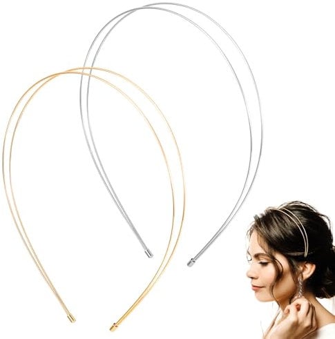 2 Pcs Metal Double Layer Headband, Gold Silver Headbands for Women, Fashion Headbands for Women, Metal Hair Band for Any Hairstyle Hair Accessories