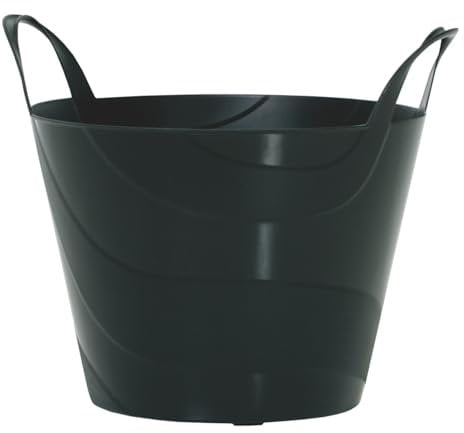 Flexi Bucket Plastic Tub Bin Storage Feed Garden Building Laundry Toys Large Handles Home Garden DIY Lightweight Flexible (Black, 45 Litres)