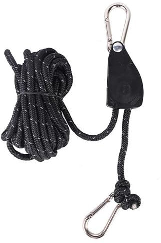 Camping-Seilaufhänger mit Ratschenrolle, strapazierfähig, verstellbarer Spanngurt mit verstärktem Metallgetriebe und Karabinerhaken zum Aufhängen von Pflanzen, Wachstumslichtern, Zelten, Kajaks und