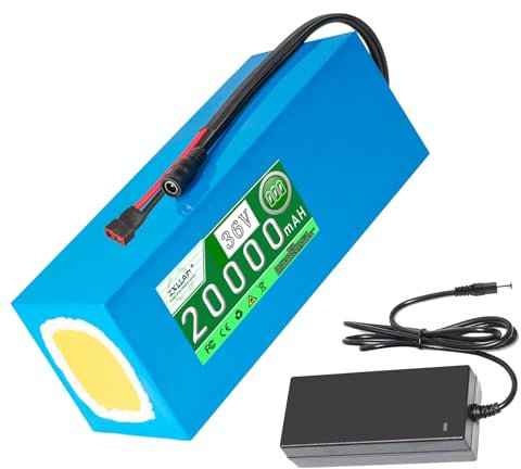 ZXLLAFT Batterie 36V/48V/52V/60V/72V pour 50W-3000W, Batterie au Lithium 25Ah 20Ah Batterie PVC Batterie au Lithium étanche avec Chargeur,36v20ah t Plug