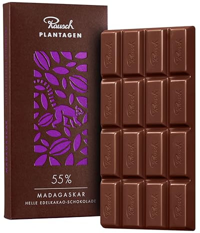 Rausch Madagaskar 55% Schokolade Tafel 125g – hochwertige Tafelschokolade mit feinem Aroma – Edelkakao Schokoladentafel aus nachhaltigem Anbau