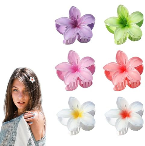 OUDQFCJ 6 pinzas para el pelo con diseño de flor, bonitas pinzas de acrílico para el pelo para mujer, clip de pelo de flor para cabello grueso, se puede utilizar como regalo para niñas
