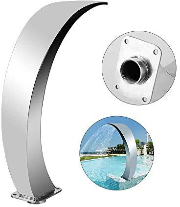Fuentes de piscina de acero inoxidable para spa, baño, cascada, jardín, paisaje, cascada, salida de cascada para piscinas de suelo, estanque al aire libre, 350 x 105 mm