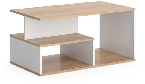 Vicco Couchtisch Hasso, Goldkraft Eiche/Weiß, 90 x 49.4 cm