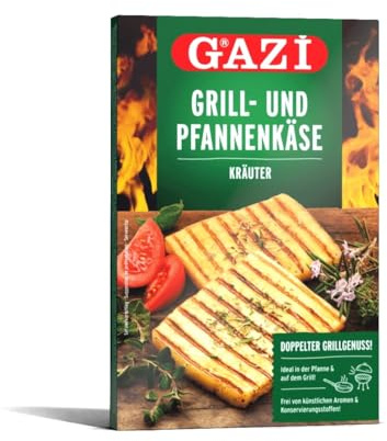 Gazi Grill- und Pfannenkäse Kräuter- 24x 200g - Pfanne Grill Grillkäse Ofen Ofenkäse Backkäse 45% Fett i. Tr. Schnittkäse Käse mikrobielles Lab Halal vegetarisch glutenfrei