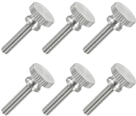 QUARKZMAN 6 Pezzi Viti A Mano Testa Zigrinata M4 X 20mm Piatte, 304 Acciaio Inossidabile Viti A Mano Filettatura Completa Elementi Di Fissaggio Per Illuminazione Attrezzature Elettroniche
