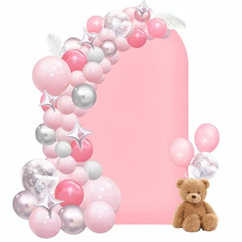 bechoanigel Arche Mariage Toile de Fond 80x180cm - Housse Arche Mariage Double Face Ronde pour Mariages, Fête, Cérémonie, Banquet(Rose)