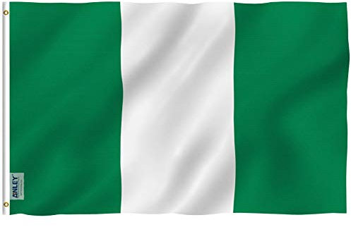 Anley Fly Breeze Bandera de Nigeria de 3x5 pies - Color Vivo y Resistente a la decoloración UV - Encabezado de Lona y Doble Costura - Banderas Nacionales de Nigeria Poliéster con Ojales de latón