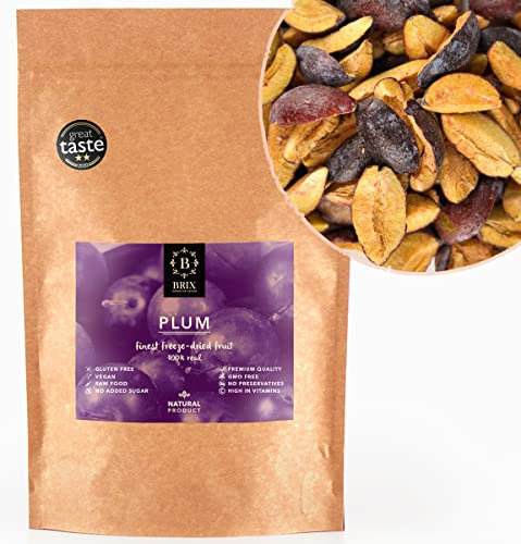 BRIX Prugne Liofilizzate | 100% Prugne Secche Naturali 105g | Frutta Essiccata | Non-OGM, Senza Glutine, Vegano e Vitamine Preservate