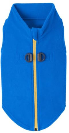 Gooby Zip Up Fleece Dog Sweater - Blue, X-Small - Warm Pullover Fleece Step-in Dog Jacket with Dual D Ring Leash - Winter Small Dog Sweater - Dog Clothes for Small Dogs Boy and Medium Dogs